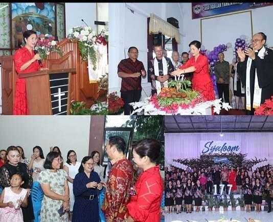 Walikota dan Ketua TP PKK Hadiri HUT Ke-177 GMIM Syaloom Tumatangtang