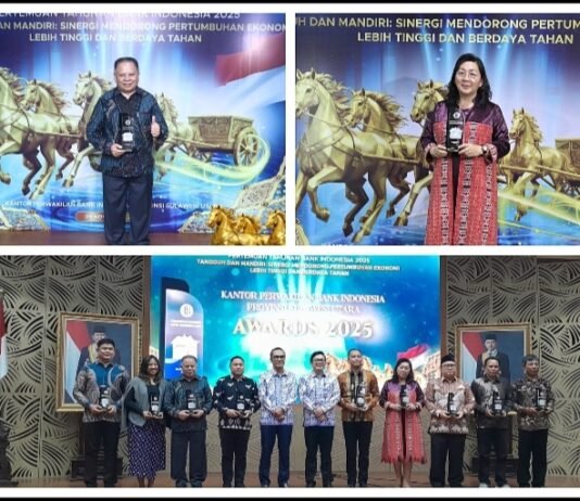 Transaksi Nontunai Terbaik dan Mitra Edukasi CBP Rupiah, Pemkot Tomohon Raih 2 BI Award 2025