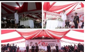 Upacara HUT RI Ke 81 di Tomohon Khidmat, Walikota Irup Kenaikan, Wawali Irup Penurunan